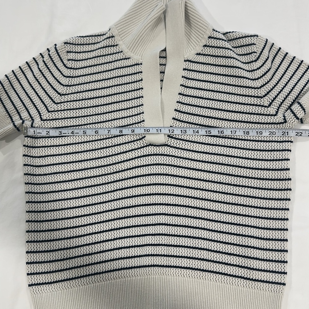 EUC Crochet Stitch Polo Sweater | color: Marshmallow - Picture 6 of 9
